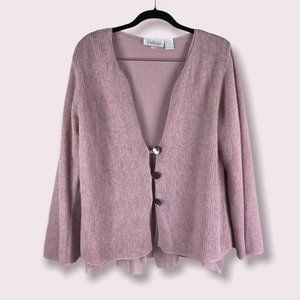 Soft Surroundings Pastel Pink Wool Blend Cardigan - L